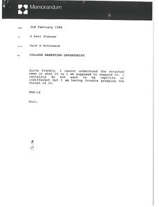 Memorandum from Mark H. McCormack to H. Kent Stanner