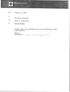 Memorandum from Mark H. McCormack to William Carpenter and Brian Roggenburk