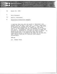 Memorandum from Mark H. McCormack to Eric Drossart