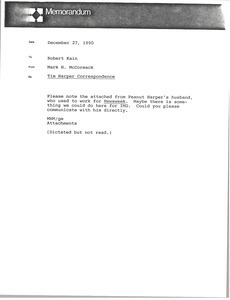 Memorandum from Mark H. McCormack to Robert Kain