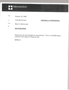 Memorandum from Mark H. McCormack to Todd McCormack