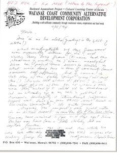 Letter from Carl Young to Gloria Xifaras Clark