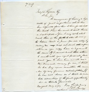 Letter from J. R. Amory to Joseph Lyman