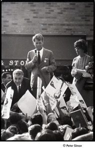 Robert Kennedy and Kenneth Keating campaigning in Riverdale: Robert Kennedy speaking