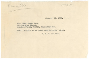 Telegrams from W. E. B. Du Bois to Maud Cuney Hare
