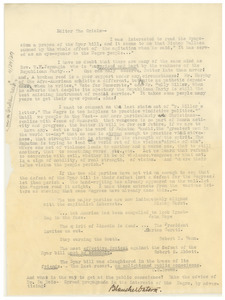 Letter from Blanche Watson to Editor of the Crisis