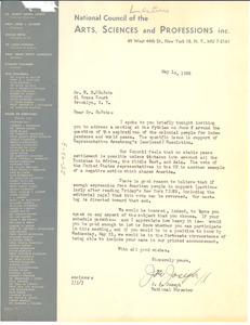 Letter from National Council of the Arts, Sciences and Professions to W. E. B. Du Bois