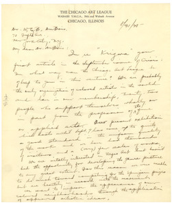 Letter from The Chicago Art League to W. E. B. Du Bois