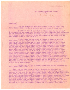 Letter from Robert Broadhurst to National Congress of British West Africa
