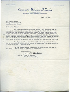 Letter from Community Unitarian Fellowship to W. E. B. Du Bois