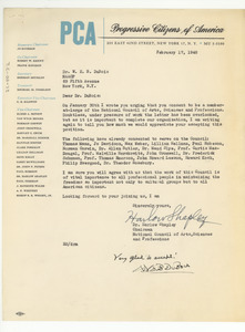 Letter from National Council of Arts, Sciences and Professions to W. E. B. Du Bois