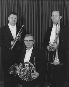 Walter Chestnut, John Jenkins and Larry Van Weed with brass instruments