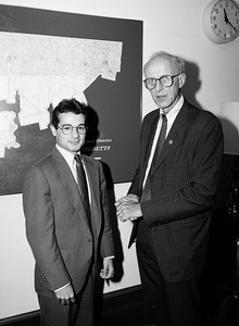 Congressman John W. Olver (left) with visitor to his office