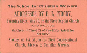 Ticket for Dwight Moody Address, May 30, 1885