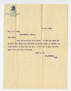 Letter to Amos Alonzo Stagg from the Boston Athletic Association, September 24, 1891