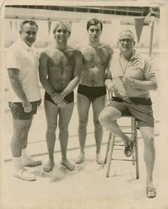 SC coaches Charles Silvia and Charles Smith with swimmers