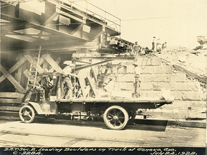 Dorchester Rapid Transit section 2. Loading boulders on truck at Geneva Avenue