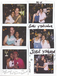 A Collage of Six Polaroids of Melissa Posing with Friends