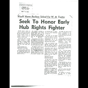 Photocopy of Boston Traveler article, Seek to honor early hub rights fighter