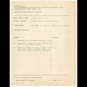 Agenda for administrative conference on June 15, 1962