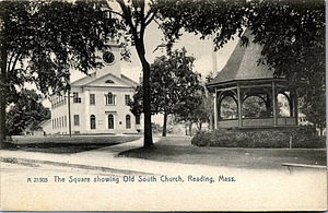 The Square showing Old South Church, Reading, MA