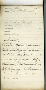 Tewksbury Almshouse Intake Record: McGuinness, James