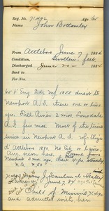Tewksbury Almshouse Intake Record: Bottomley, John