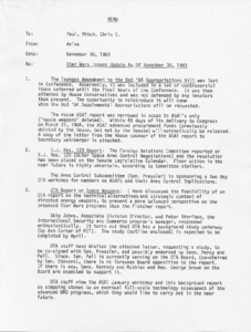 Memo to Paul, Mitch, Chris C. from Aviva re: Star Wars Issues Update As of November 30, 1983