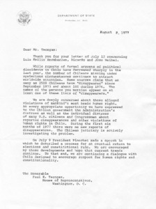 Letter to Dear Mr. Tsongas from Douglas J. Bennet