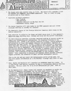 Legislative Alert: Wednesday, June 3, 1981