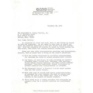 Letter, Judge Garrity, November 24, 1975.