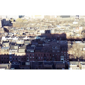 Bird's-eye view of the row houses of Boston's South End.