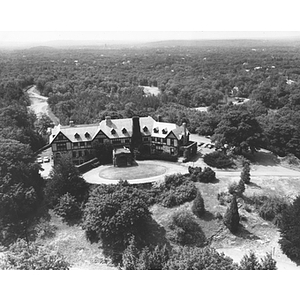An aerial view of Henderson House