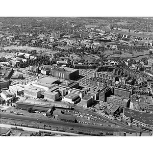 Aerial view of Northeastern's main campus