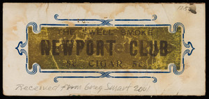 Trade card for Newport Club 5 c. Cigar, location unknown, undated