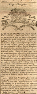 Advertisement for Ebenezer Clough, paper-stainer, Boston, Mass., October 18, 1803