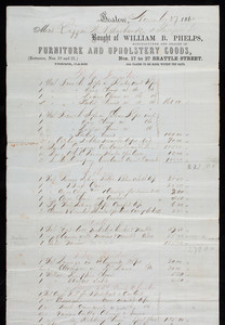 Billhead, William B. Phelps, manufacturer and dealer in furniture and upholstery goods, nos. 17 to 27 Brattle Street, Boston, Mass., dated November 27, 1862