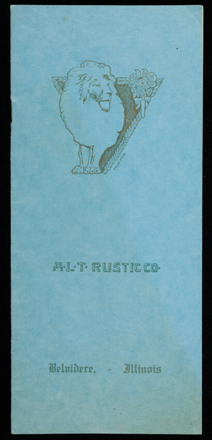 Rustic vases, porch boxes, bird baths, sun dials, A.L.T. Rustic Co., Belvidere, Illinois