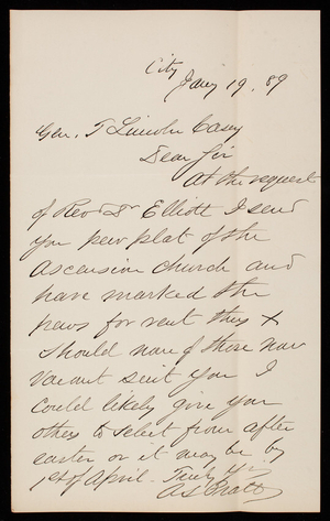 A. S. Pratt to Thomas Lincoln Casey, January 19, 1889