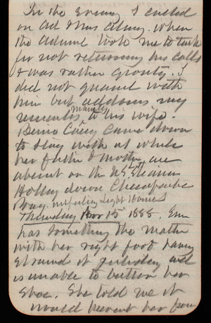 Thomas Lincoln Casey Notebook, November 1888-January 1889, 06, in the evening I called