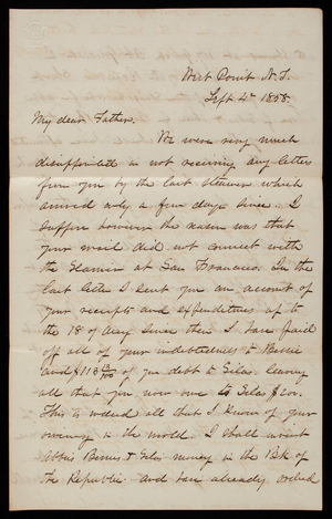 Thomas Lincoln Casey to General Silas Casey, September 4, 1858