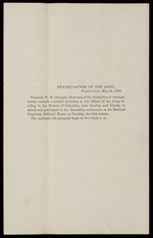 W. W. Granger, May 24, 1882, circular