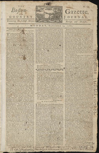 The Boston-Gazette, and Country Journal, 14 September 1767