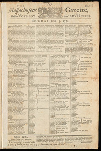 The Massachusetts Gazette, and the Boston Post-Boy and Advertiser, 3 June 1771