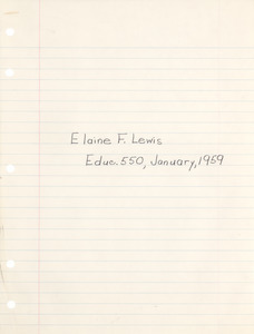 Student family histories: Lewis, Elaine