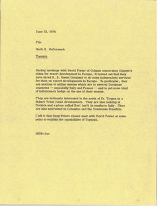 Memorandum from Mark H. McCormack to file