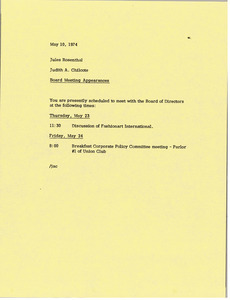 Memorandum from Judy A. Chilcote to Jules Rosenthal