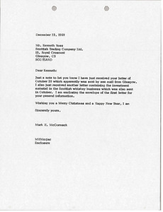 Letter from Mark H. McCormack to Kenneth Ross