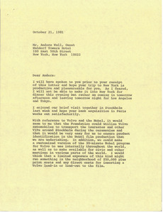 Letter from Mark H. McCormack to Anders Wall