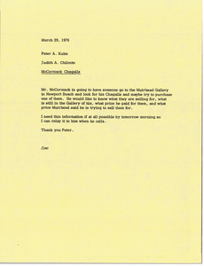 Memorandum from Judy A. Chilcote to Peter A. Kuhn